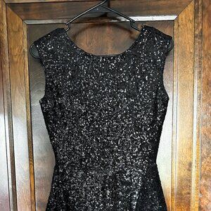Tobi Black Sequin Mini Dress High Neckline Low Back